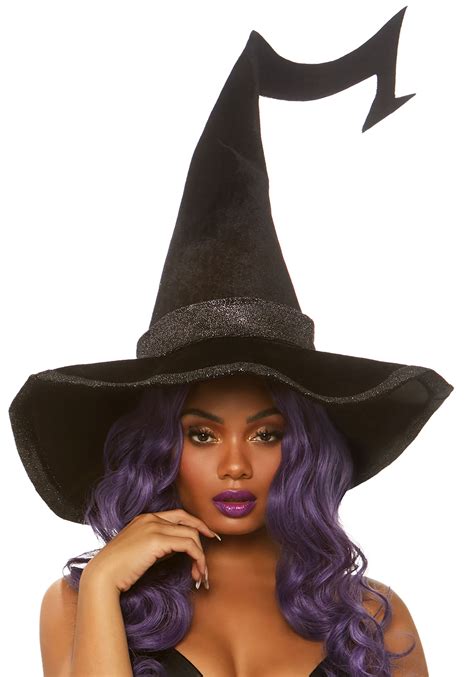 Jet black velvet witch hat